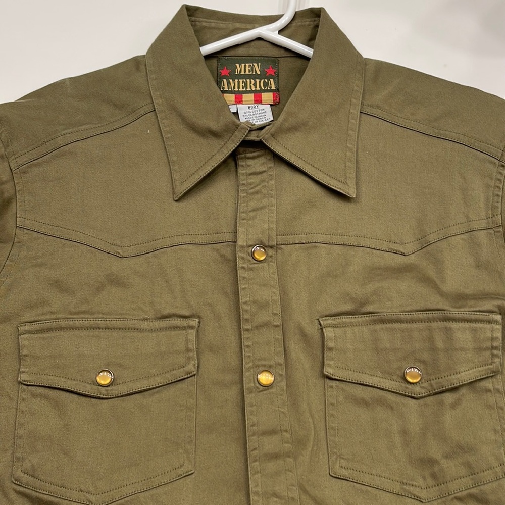 Olive Green Workshirt with Snap Pockets